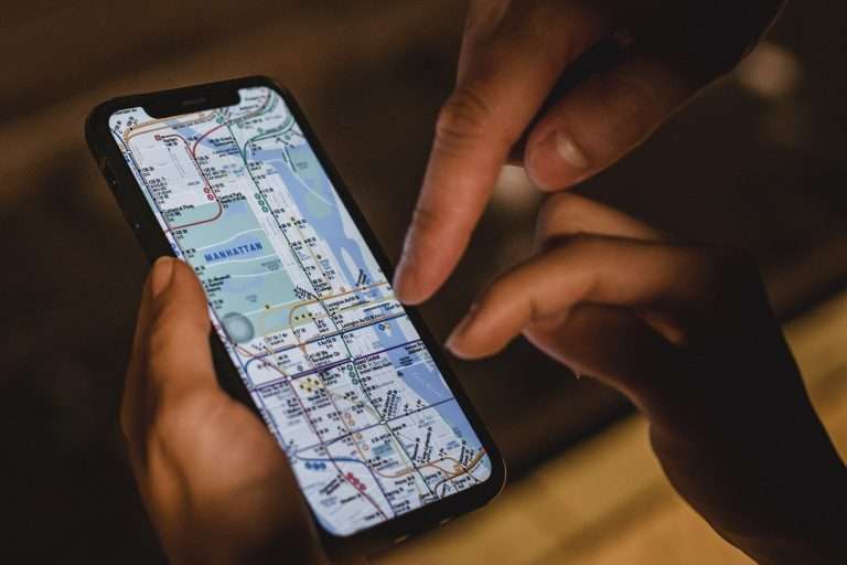 Map of city on an iPhone