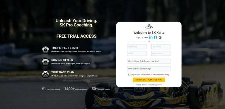 SK Pro coaching sign up page