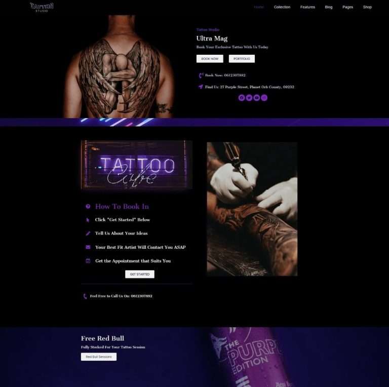 Ultra Mag home page showing how to book into a studio